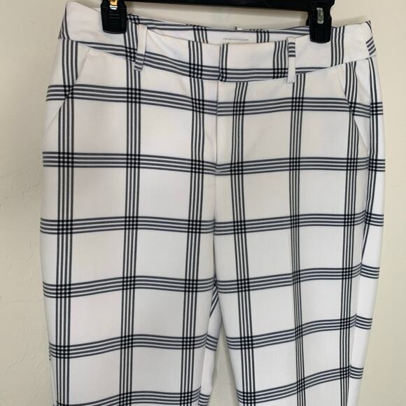A New Day Windowpane Plaid Black White Stretch Trouser Sz 8 - Picture 5 of 7